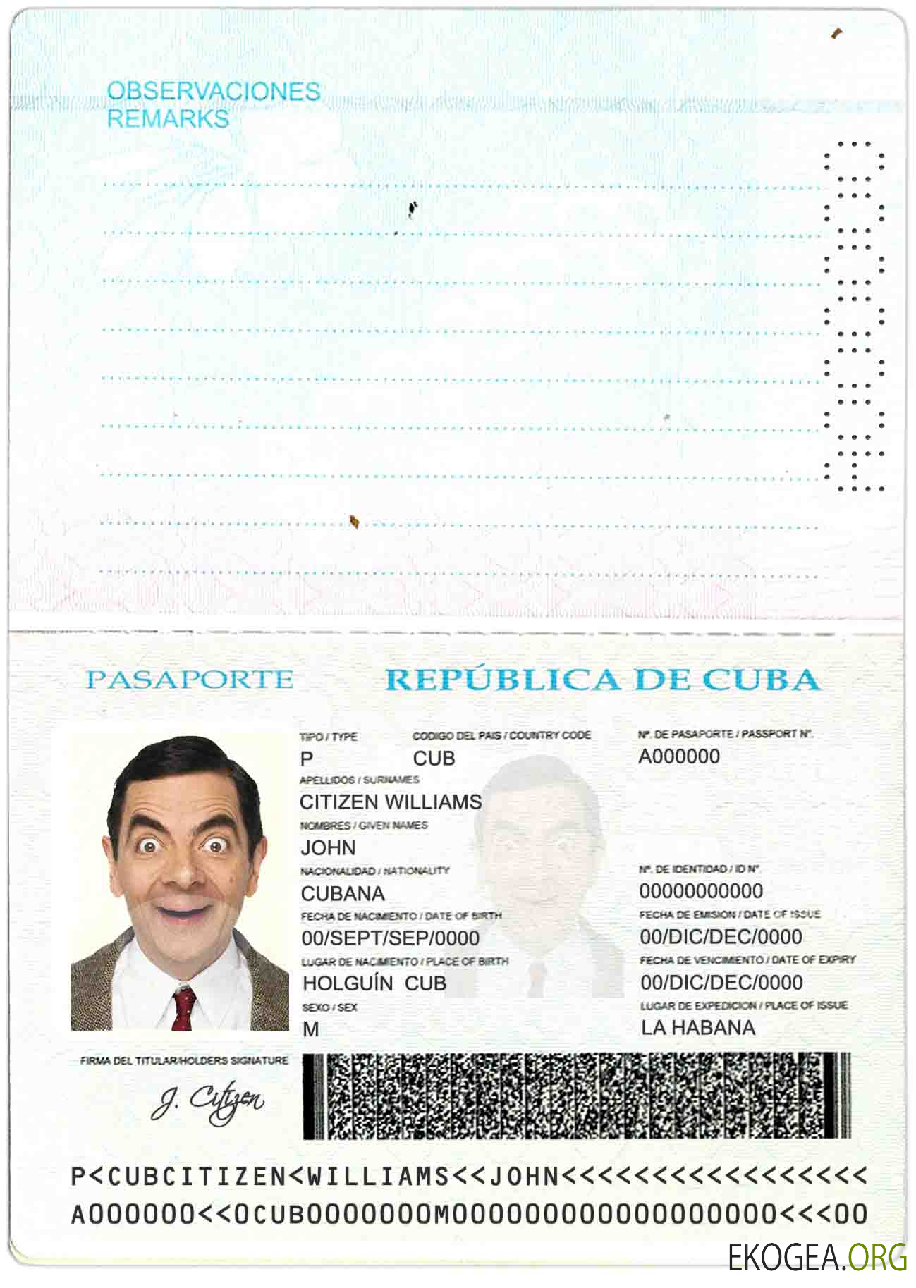 Passeport cubain template Passeport cubain template